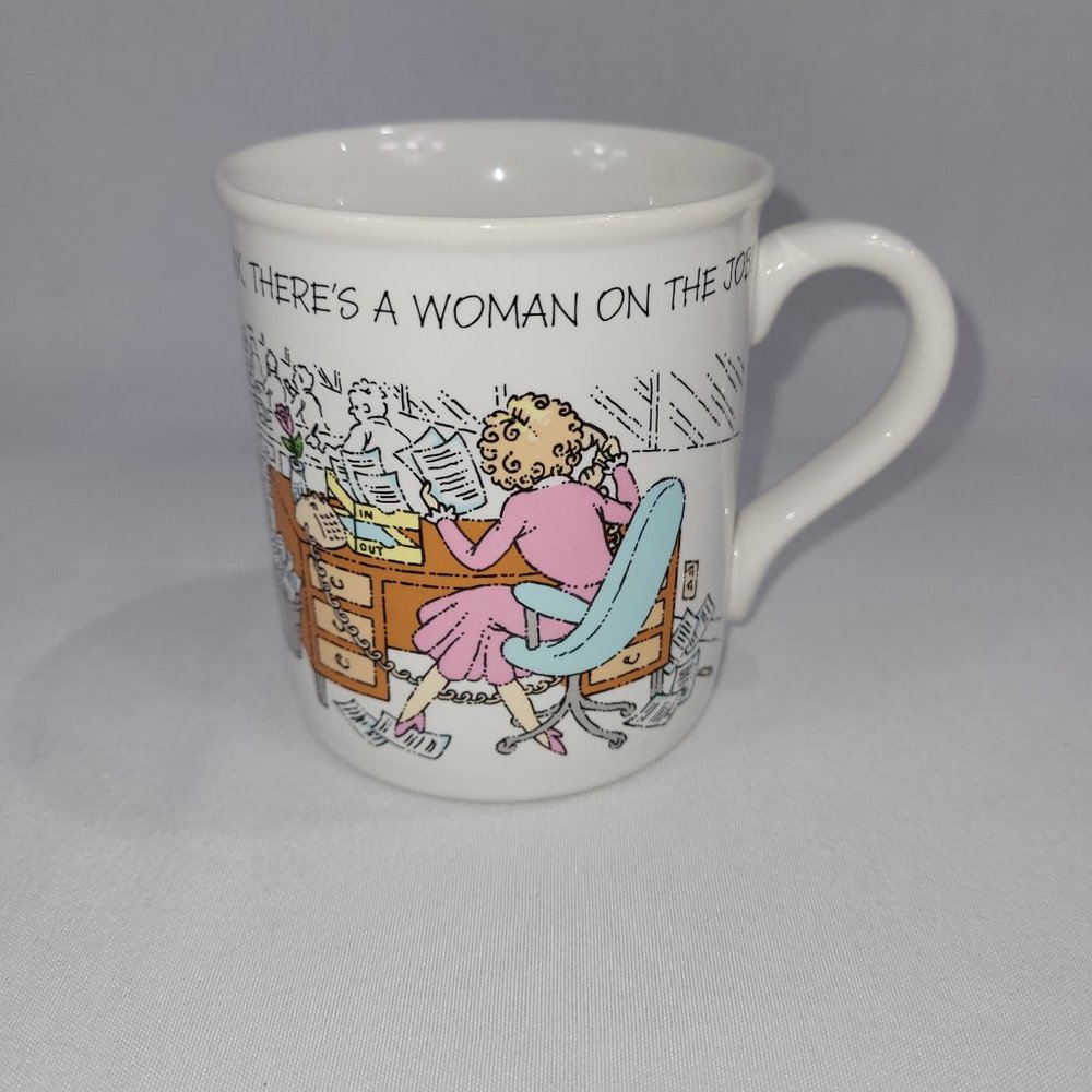 Mug Mates Relax Woman on the Job Vintage 1986 Coffee Cup Hallmark
